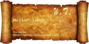 Welter Tibor névjegykártya